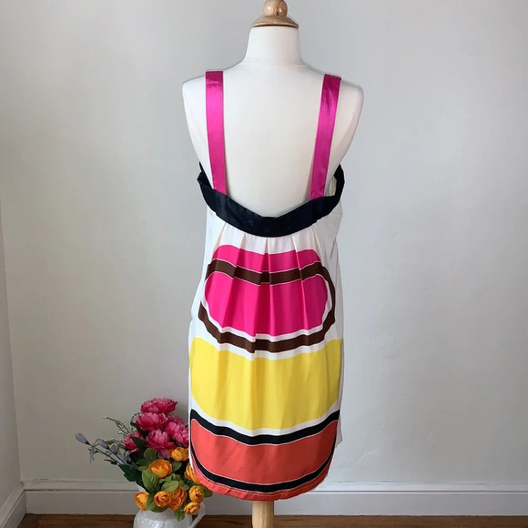 SUE WONG Retro 60s 70s Silk Dress Mod Hippie Cocktail Party, Size 12 - Picture 2 of 13